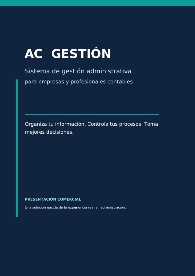 Portada original de la presentación comercial AC Gestión